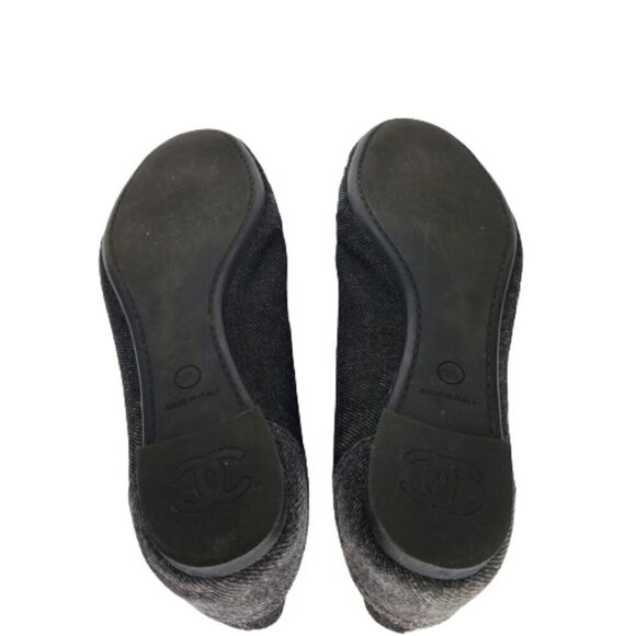Chanel CC Cap Toe Denim Ballet Flats - Picture 6 of 8